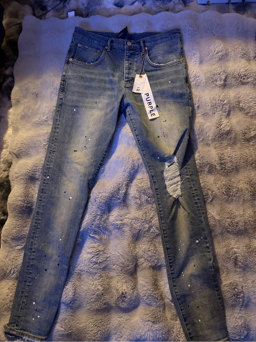 Purple Brand Men's Distressed Blue Slim Jeans